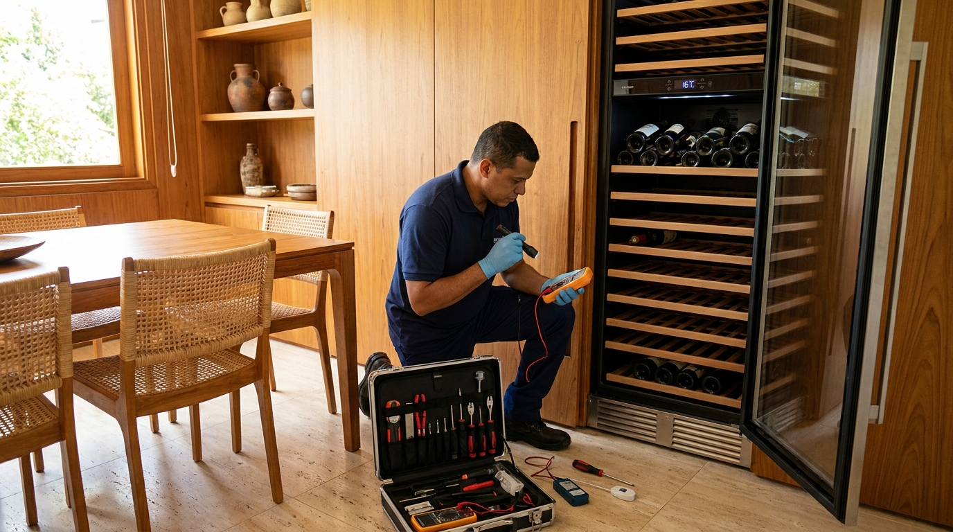 Substituição do termostato de uma adega climatizada em Uberaba‑MG