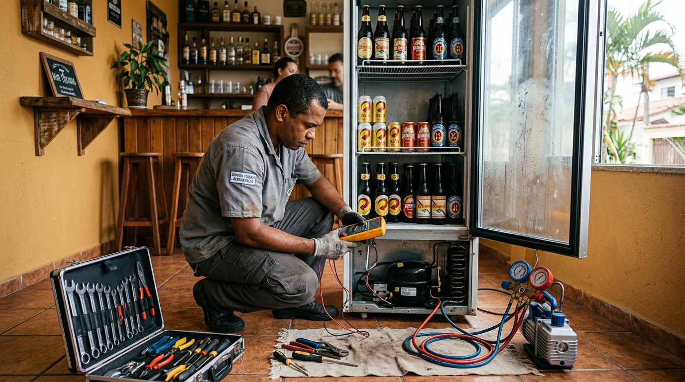 Substituição do termostato de uma cervejeira em Uberaba‑MG